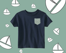 Load image into Gallery viewer, Wavy Navy Pocket Tee
